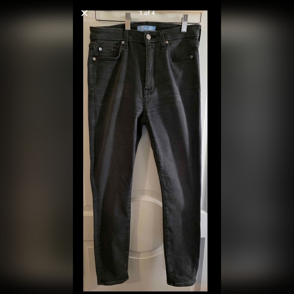 7 for all Mankind Ankle Skinny High Waist Jean Dark Gray